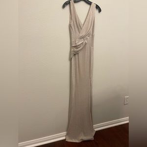 floor length champagne dress. never been worn. tags are still on.